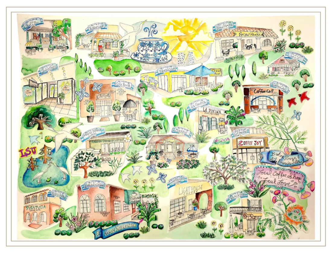 Signed "Local Love" Art Print - Local Coffee Shops in BR & St. Francisville