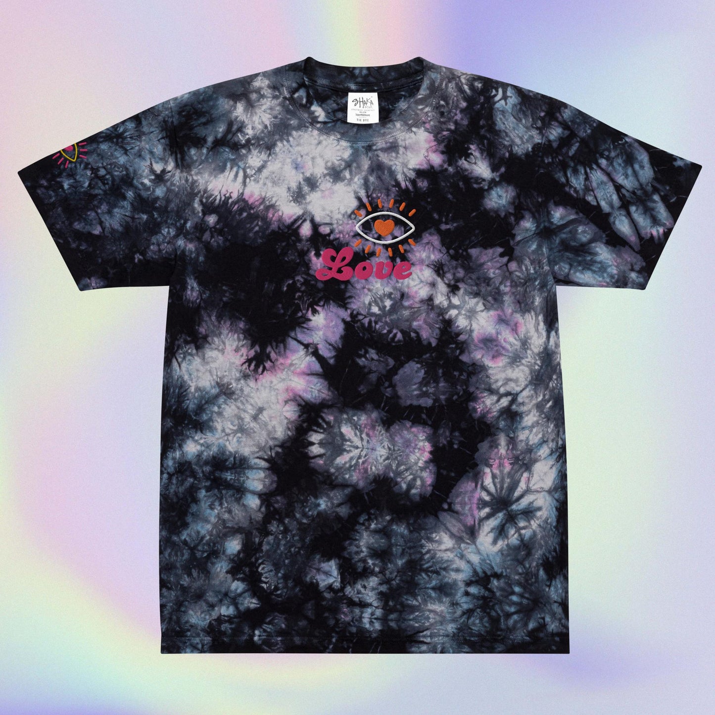 LOVE Embroidered oversized tie-dye tee