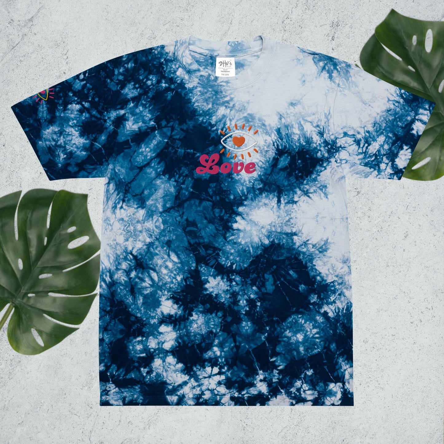 LOVE Embroidered oversized tie-dye tee
