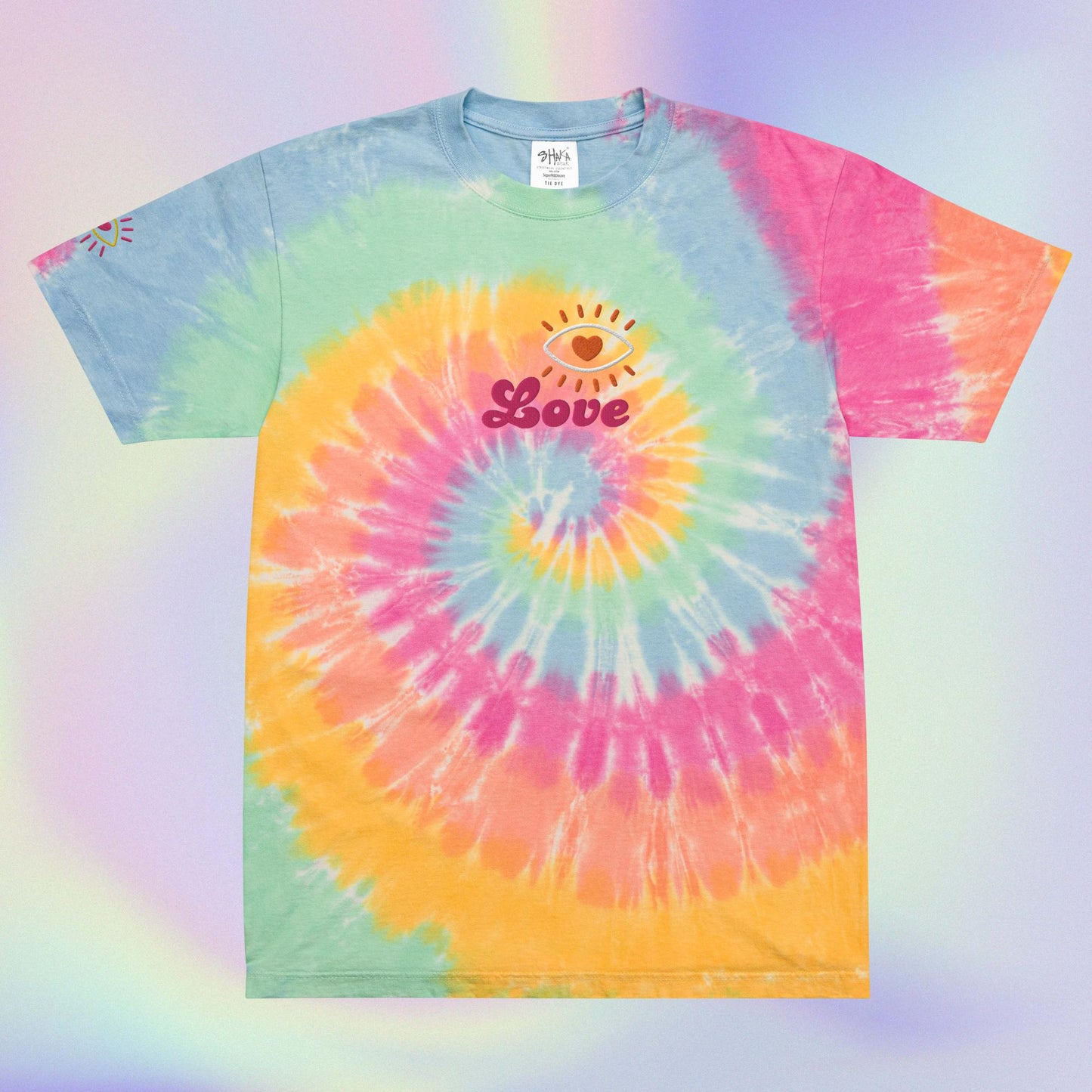 LOVE Embroidered oversized tie-dye tee
