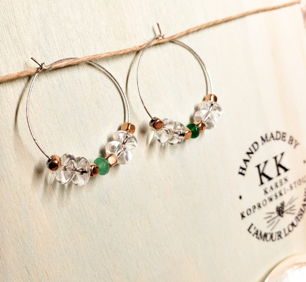 EMERALD & QUARTZ Earrings