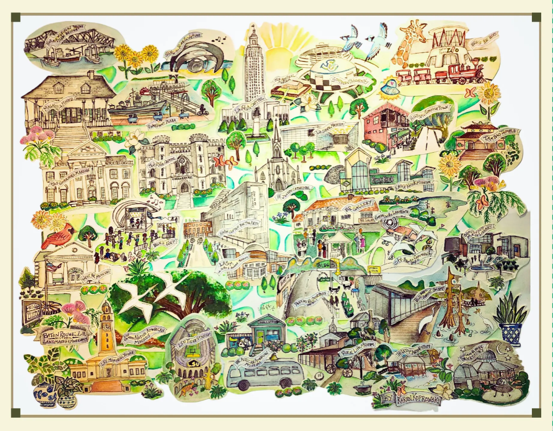 Signed "Local Charm" Art Print - Baton Rouge, La. Landmarks, Historic Sites & Museums