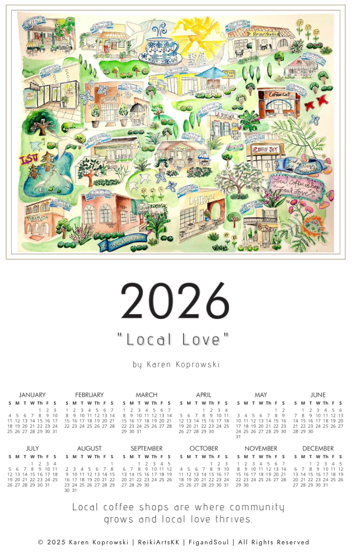 Signed "Local Love" Wall Calendar- Local Coffee Shops in BR & St. Francisville