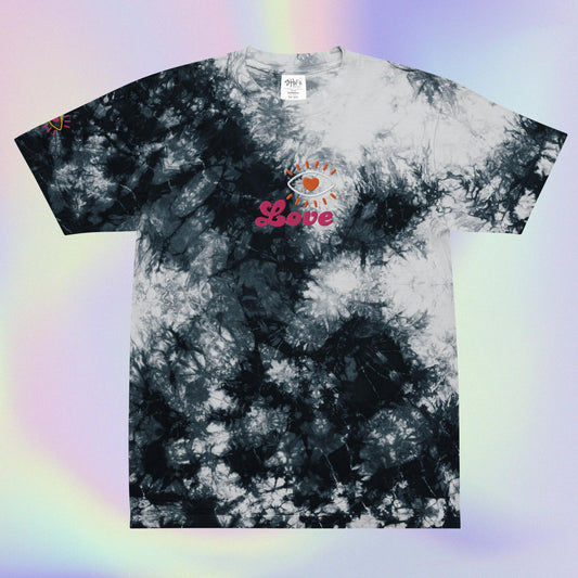 LOVE Embroidered oversized tie-dye tee