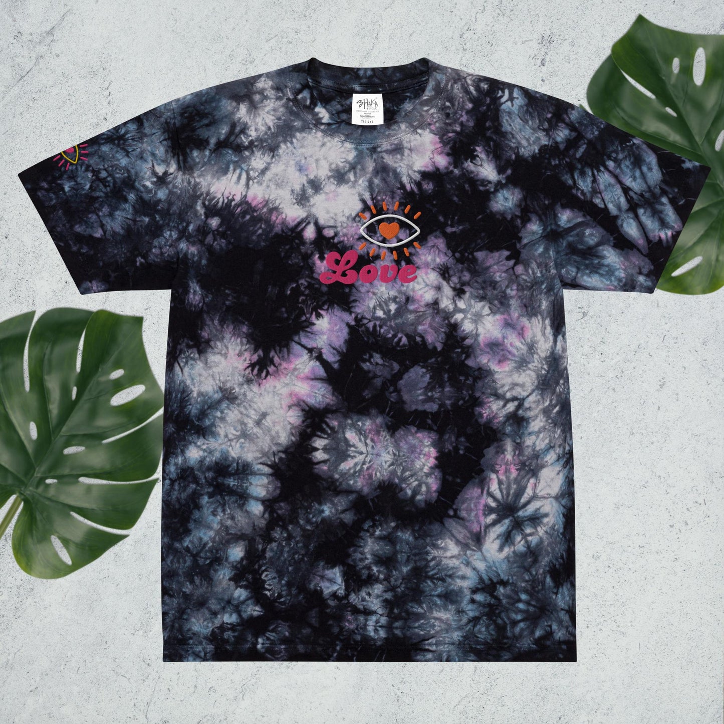 LOVE Embroidered oversized tie-dye tee